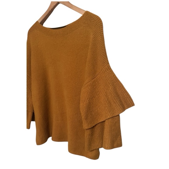 Madewell Flutter Sleeve Wool Blend Sweater Mustard Yellow Size Medium - Picture 7 of 10